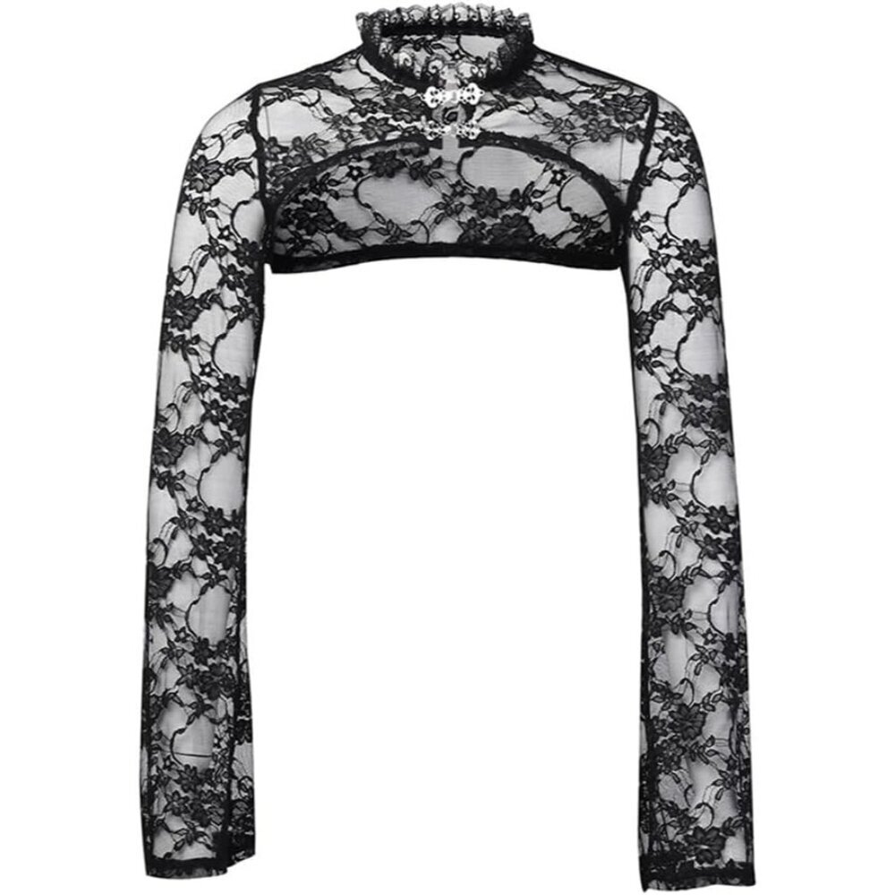 Women's Black 6 Evening Dresses Short Cardigan Top Trad Goth Shawls And Wraps
